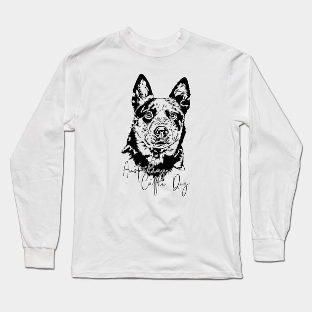 Australian Cattle Dog lover dog portrait Long Sleeve T-Shirt by wilsigns